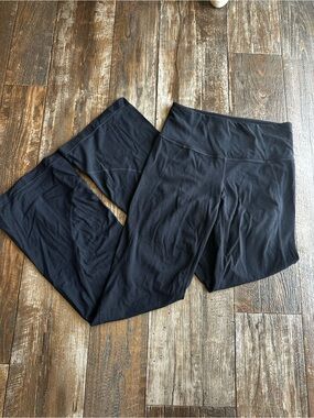 Athleta Womens Stretch Black Yoga Flare Wide Leg Workout Lounge Pants Size SP